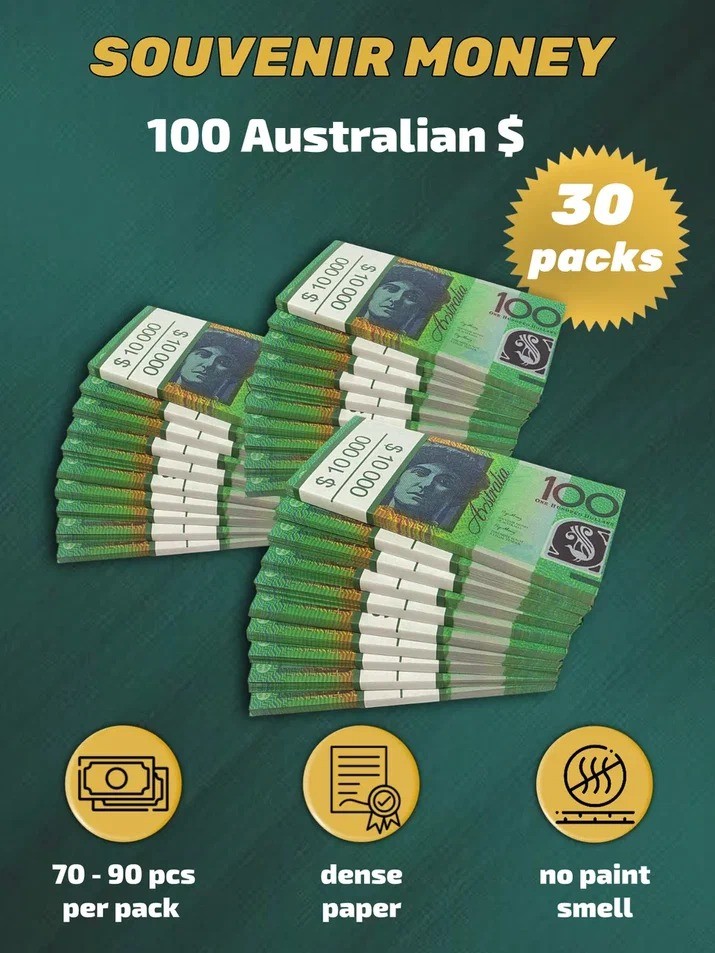 100 Australian Dollars prop money stack two-sided thirty packs